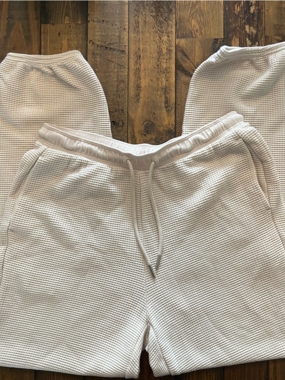 Athleta Tranquil Mid Rise Waffle Jogger Cream Lounge Pants Women’s Small Petite - Picture 8 of 9